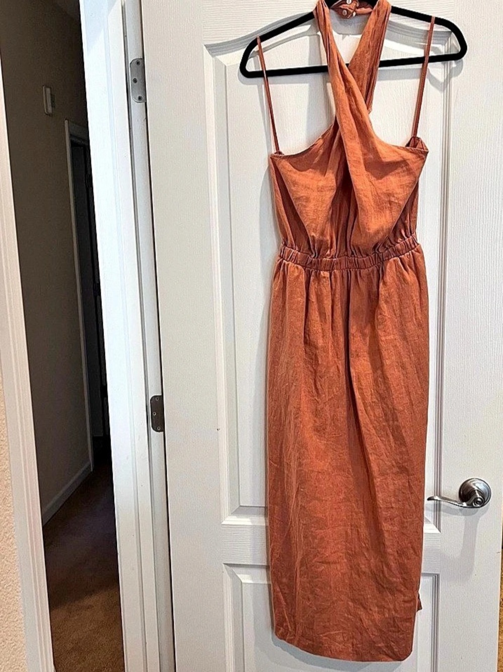 Anthropologie Cloth & Stone midi dress Midi Dress in Burnt Orange Size Medium NW